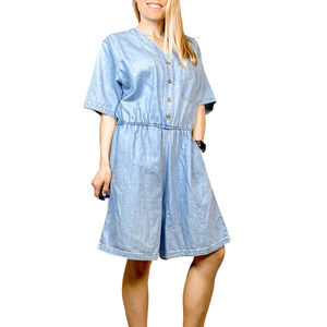 CMC Light Wash Denim 90s Oversized Romper Size XS